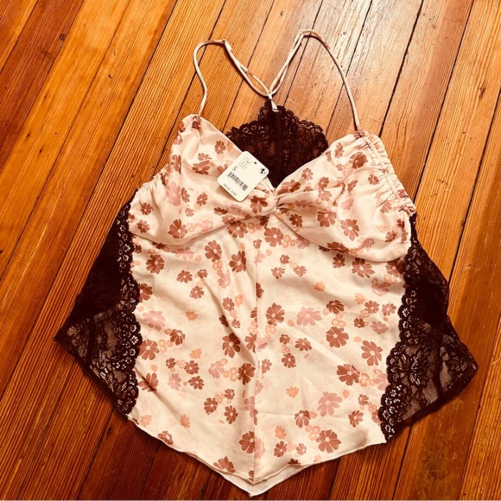 NWT intimately Free People floral camisole cream brown pink S